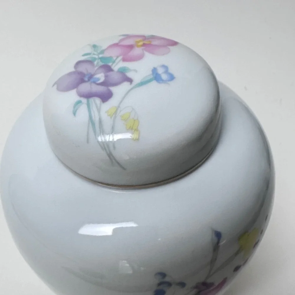 Vintage Srednick Collection Porcelain Ginger Jar Hand-Painted Floral, Japan MCM